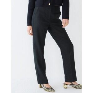 J.Crew Kate Straight Leg Pants Black Linen Blend Re-Imagined BF407 Womens 00